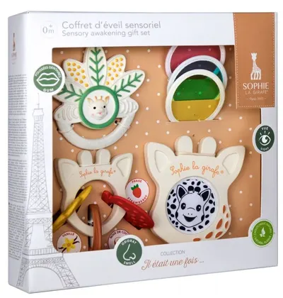 Set cadou pentru dezvoltarea senzorială timpurie Sophie la Girafe - Dispozitive de dentitie, 3 buc