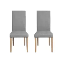 Set 2 scaune living TEO, picioare lemn natur, stofa gri deschis, 46x60x98 cm