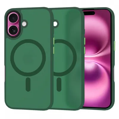 Husa MagSafe pentru Apple iPhone 16 Plus, Techsuit, HaloFrost, Verde
