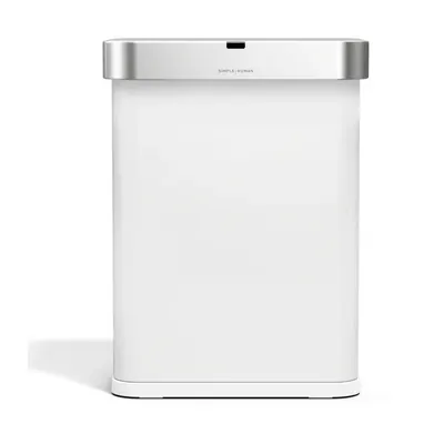 Coș de gunoi alb mat cu senzori de deschidere din oțel 58 l Sensor – simplehuman