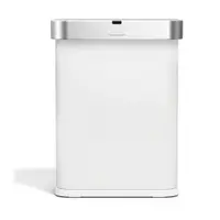 Coș de gunoi alb mat cu senzori de deschidere din oțel 58 l Sensor – simplehuman