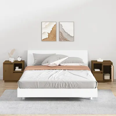 vidaXL Noptiere, 2 buc., maro miere, 50x34x50 cm, lemn masiv de pin