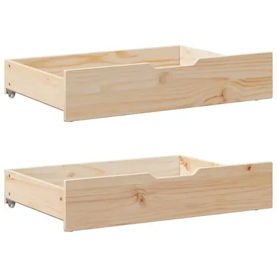 Gossi sertare de pat cu roti, 2 buc., 80x55x16 cm, lemn masiv de pin