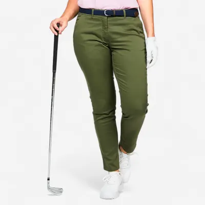 Pantalon chino golf bumbac MW500 Kaki Damă