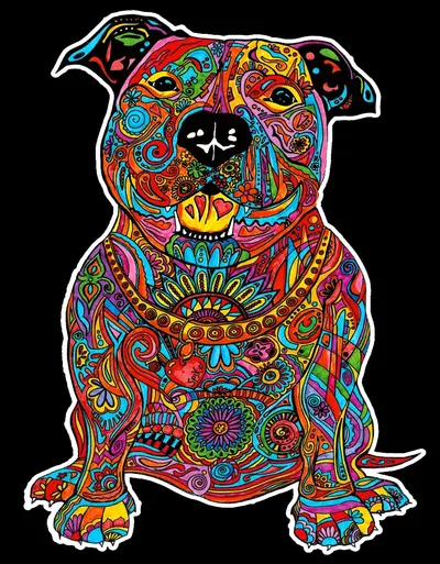 Tablou de colorat ColorVelvet - Pitbull, 29,7 x 21 cm