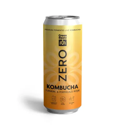 Kombucha bio ZERO zahar TURMERIC & PORTOCALA ROSIE 330ml Green Roots