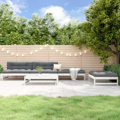 vidaXL Set mobilier relaxare de grădină 5 piese alb lemn masiv de pin