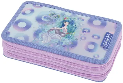 Penar cu rechizite Herlitz - Mystic Mermaid, 2 fermoare