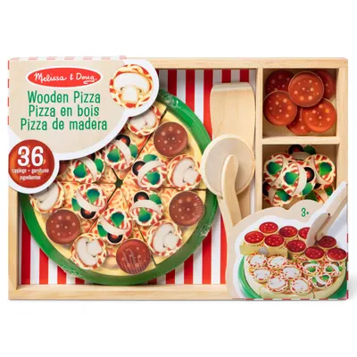 Set de joaca din lemn, Melissa & Doug, Petrecere cu Pizza, 36 piese, 6074863