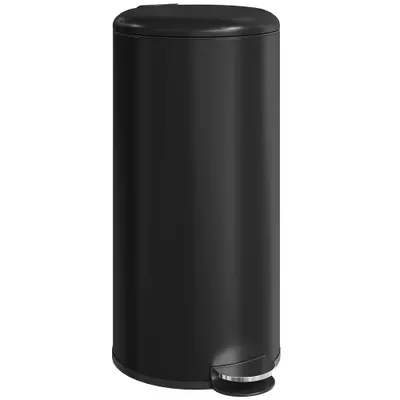 HOMCOM Coș de gunoi 30 L cu pedală și capac, recipient interior, funcție soft-close 36 x 30 x 63,5 cm, negru | Aosom Romania