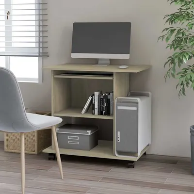 vidaXL Birou computer, stejar sonoma, 80x50x75 cm, lemn prelucrat