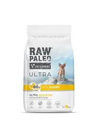 RAW PALEO Ultra Turkey Mini Puppy 8kg Hrana uscata catei talie mica, cu curcan
