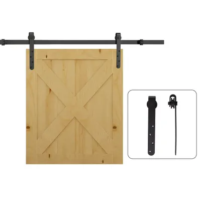 HOMCOM Kit de ușă cu glisare pentru sistem de galandaj cu ușă cu grosimea de 20-25 mm lățime maximă 0,9 m greutate maximă 20 Kg oțel negru | Aosom Romania
