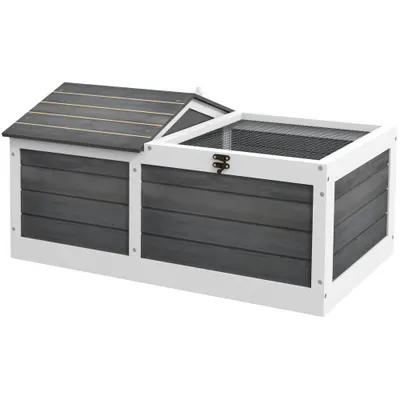 PawHut Casa Tarc pentru Animal Mic cu 2 Spații, 86 x 54 x 43 cm, Lemn de Brad | Aosom Romania
