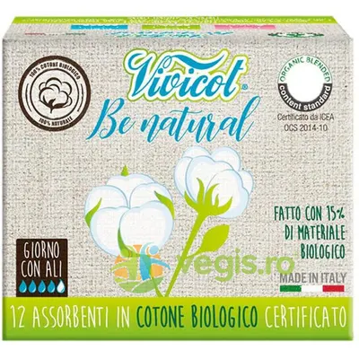 Absorbante de Zi Ultra Subtiri din Bumbac Organic 4 Picaturi Be Natural 12buc