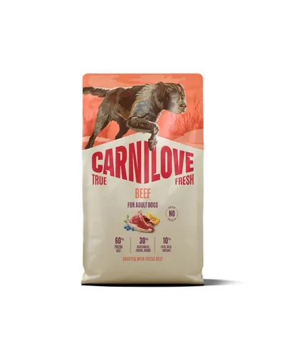 Hrană câini CARNILOVE True Fresh Dog Beef Adult 4 kg cu vită