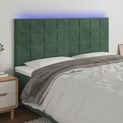Gossi tablie de pat cu led, verde inchis, 200x5x118/128 cm, catifea