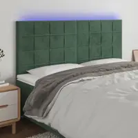 Gossi tablie de pat cu led, verde inchis, 200x5x118/128 cm, catifea