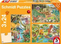 Puzzle Schmidt 3 x 24 piese - Distracție cu dinozauri
