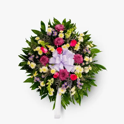 Coroana funerara cu crizantema mov