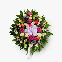 Coroana funerara cu crizantema mov