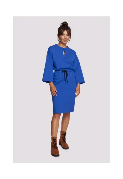Rochie cu snur - Bumbac - Verde - Bleumarin