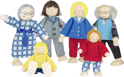Papusi flexibile din lemn Goki - Familie de la oras