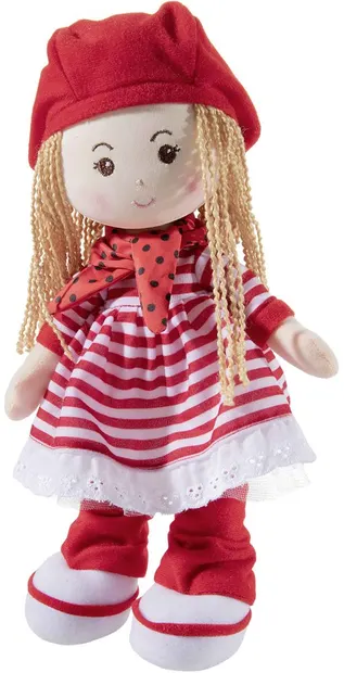 Papusa moale Heunec Poupetta - Cu sapca rosie, 30 cm