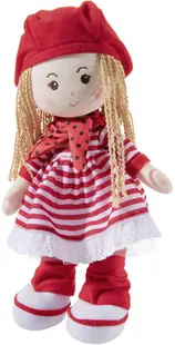 Papusa moale Heunec Poupetta - Cu sapca rosie, 30 cm