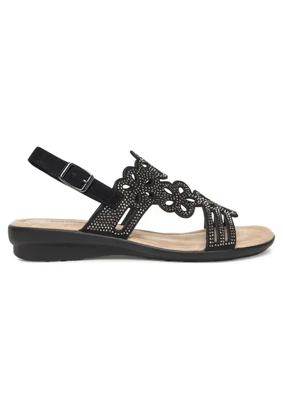 Sandale dama - material textil - negru - Negru