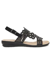 Sandale dama - material textil - negru - Negru