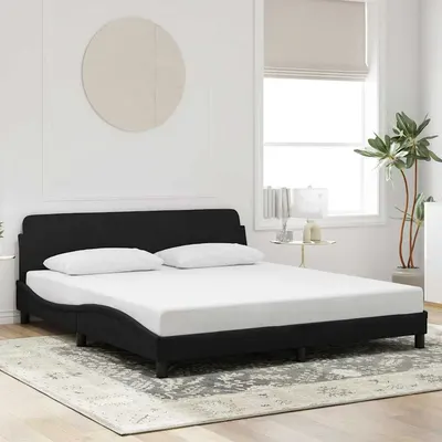 vidaXL Cadru de pat, Dover, negru, 180x200 cm, catifea