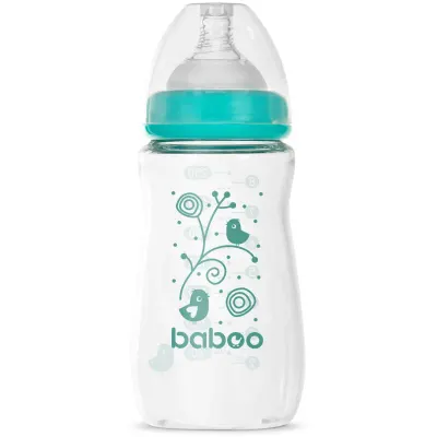 Baboo Anti-colic Glass Feeding Bottle Wide Neck biberon de sticlă 3m+ 1 buc
