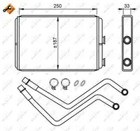 Schimbator caldura incalzire habitaclu (187x250x33, cu conducte) CITROEN C8, JUMPY; FIAT SCUDO, ULYSSE; LANCIA PHEDRA; PEUGEOT 807, EXPERT, EXPERT TEPEE 1.6D-3.0 dupa 2002