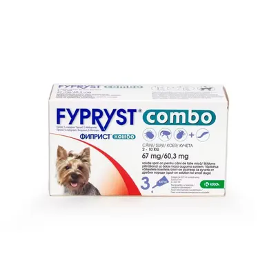 Fypryst Combo Dog S 67 mg, pipete antiparazitare caini talie mica (2 - 10 kg), 3 buc