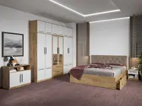 Set dormitor complet Stejar Auriu cu comoda - Madrid - C96