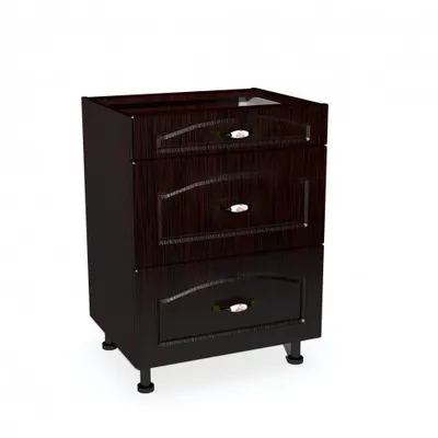 Corp inferior 60 cu 3 sertare metalice pentru greutate Zebra MDF mustata wenge