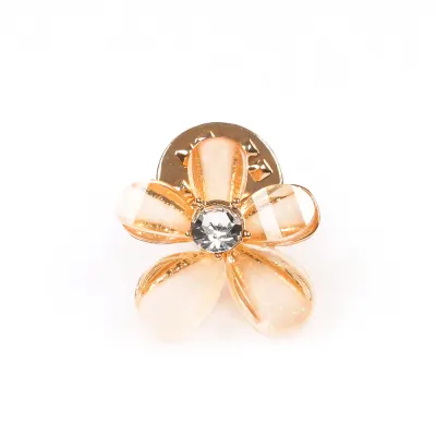 Brosa martisor floare portocalie cu sidef