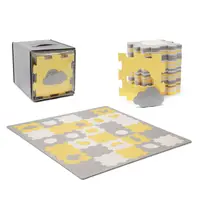 Set 30 piese puzzle, Kinderkraft, Lunop Shapes, Pentru covoras educational sau alte forme, Spuma, 31,5 x 31,5 cm/bucata, Dimensiune maxima covoras 185 x 185 cm, Yellow