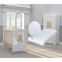 Pătuț Bambino Casa - Teddy Naturale + cadou saltea Primavera Baby Luxe