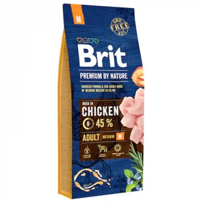 Hrana uscata pentru caini Brit Premium Adult M 15 kg