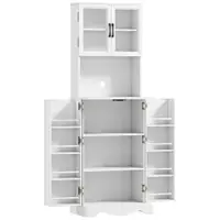 HOMCOM Mobilă de Depozitare pentru Bucătărie cu 2 Dulapuri și 8 Rafturi, din Lemn și Acrilic, 60x39.5x179.6 cm, Alb | Aosom Romania