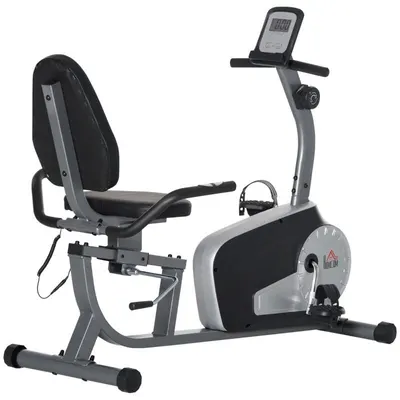 Bicicletă de exerciții semi-recumbentă HOMCOM, 8 niveluri de rezistență