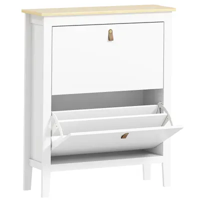 HOMCOM Pantofar cu 2 Sertare Rabatabile pentru 14 Perechi de Pantofi și Rafturi Reglabile, 80x24x95.5 cm, Alb | Aosom Romania