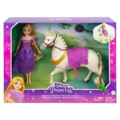 Disney Princess Set Papusa Rapunzel Si Calul Maximus