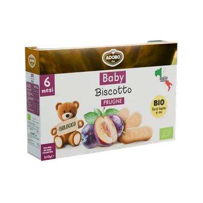 Biscuiti cu prune Bio 6 luni+, 2 x 125g, Adoro Bimbi