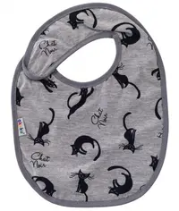 Baveta impermeabila din bumbac cu inchidere velcro 23x20cm Akuku Grey Cats