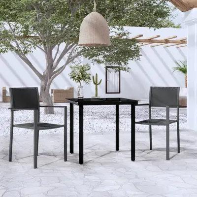 Gossi set de mobilier de gradina, 3 piese, negru