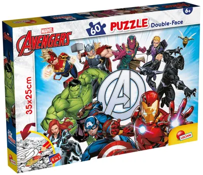 Puzzle cu două fețe Lisciani de colorat din 60 piese - The Avengers