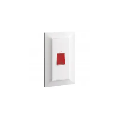 doi poli switch Belanko S - 45A 250V~ 1 module - Intrerupator vertical switch + rosu neon indicator - alb